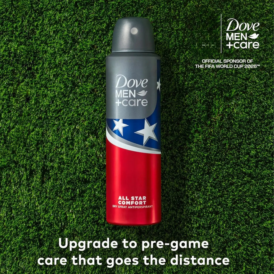 Dove Men+Care Football Edition Dry Spray Antiperspirant, 72H Protection, 3.8 oz Wolf Vive