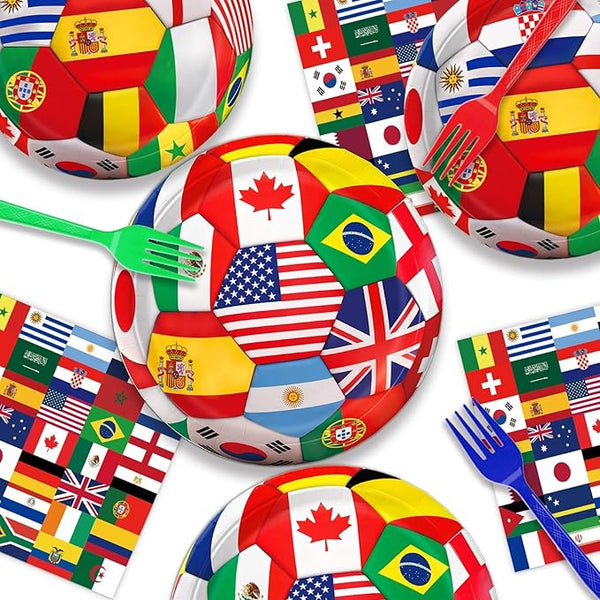 96-piece 2026 soccer party tableware set Wolf Vive