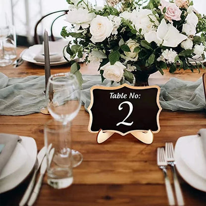 Chalkboard table number sign at a place setting