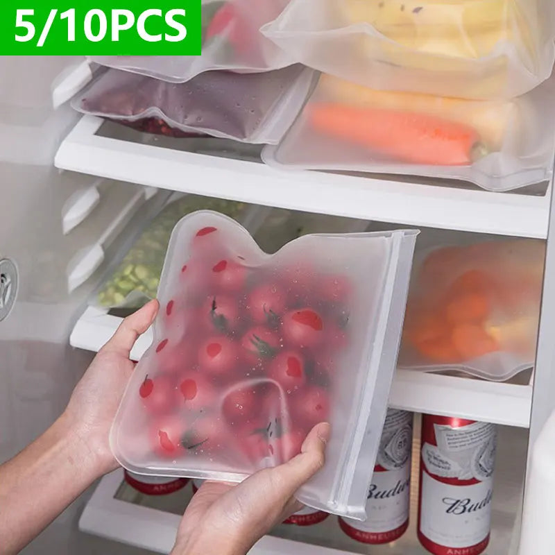 Reusable silicone food storage bags
