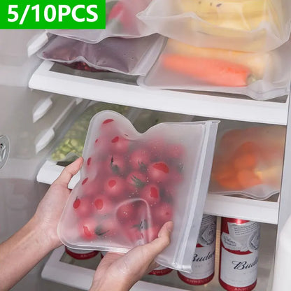 Reusable silicone food storage bags