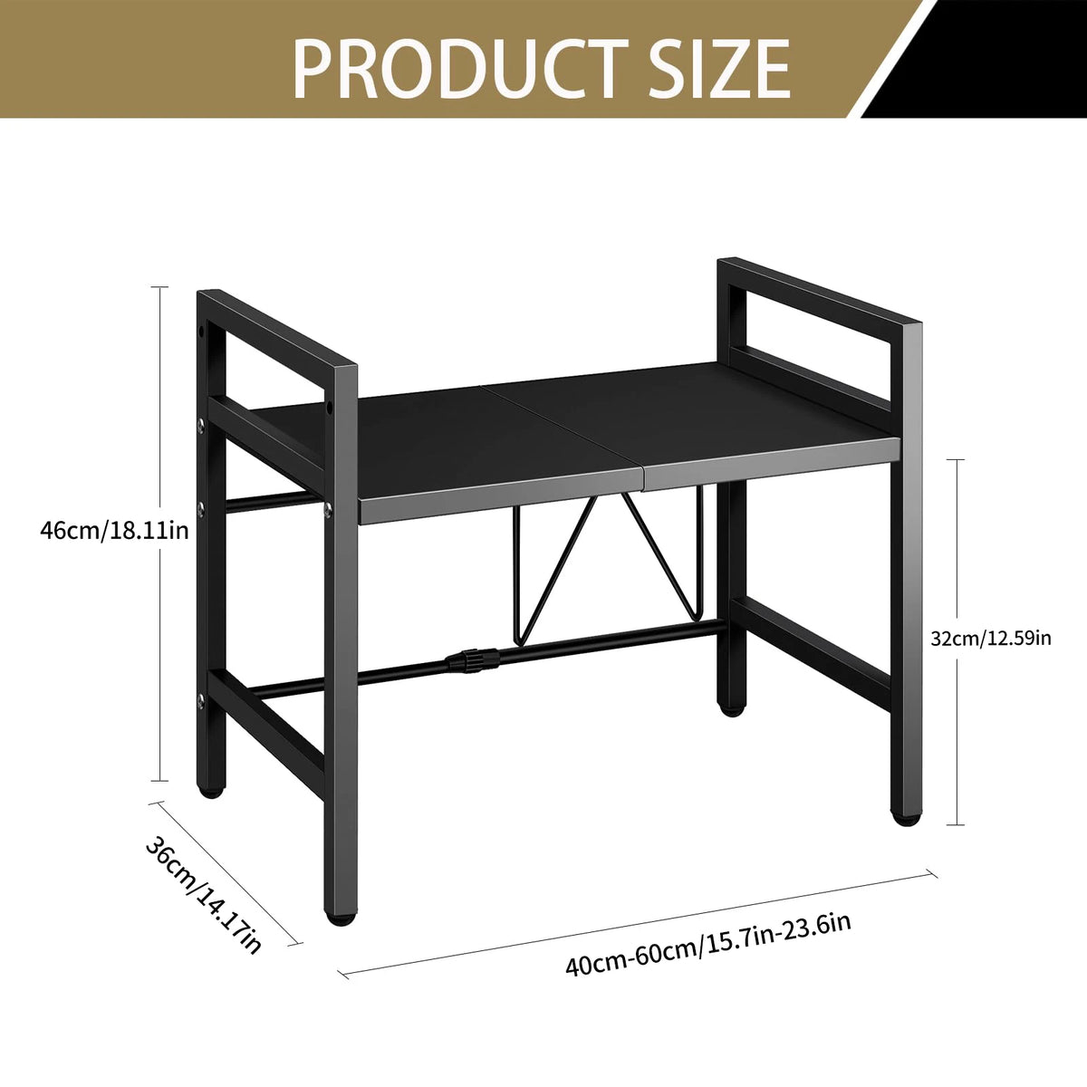 Adjustable width countertop rack