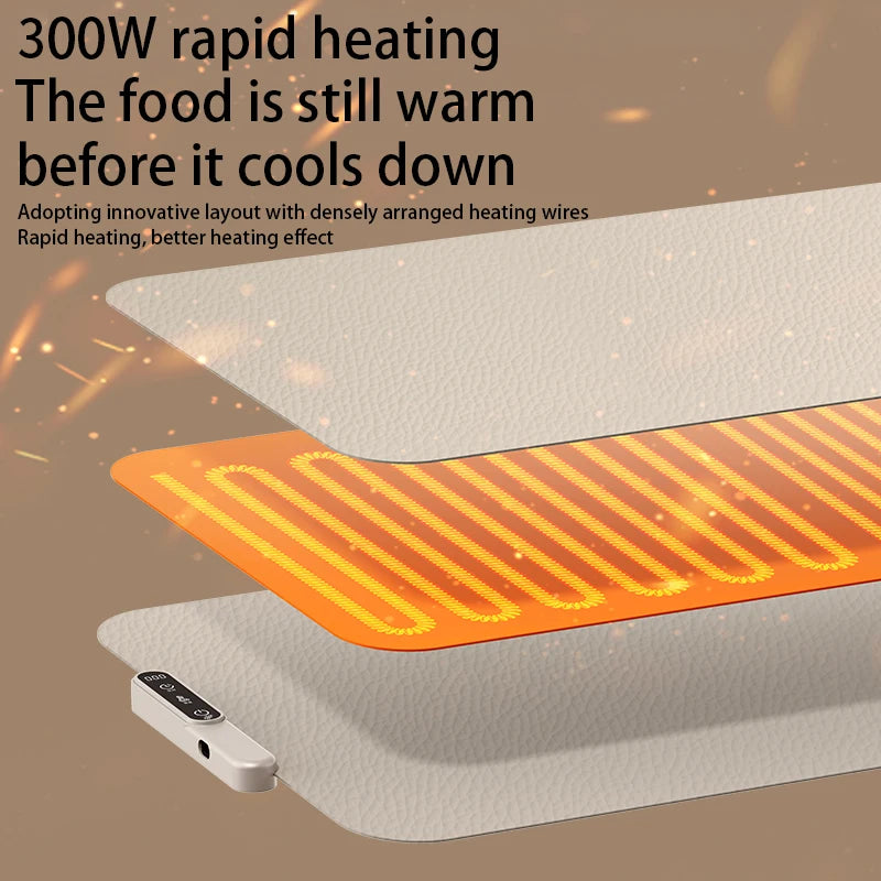 Foldable warming mat rolled for storage