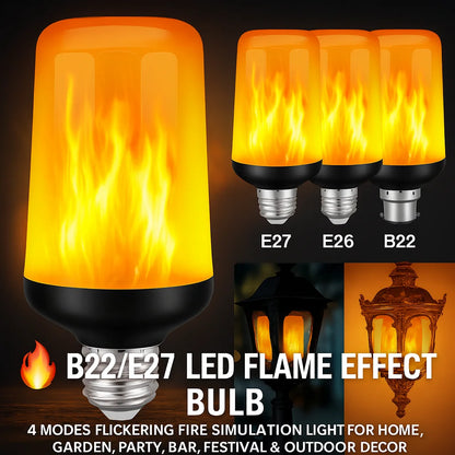 LED flame effect bulb with E26 base