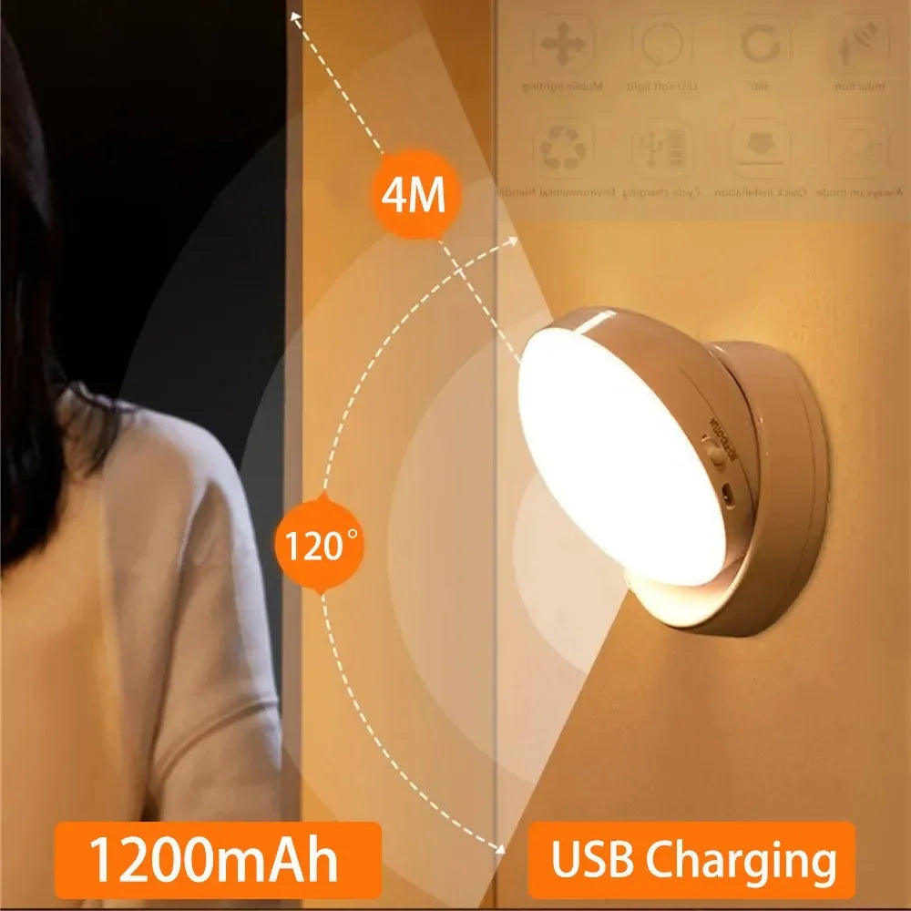 Motion sensor night light on hallway wall