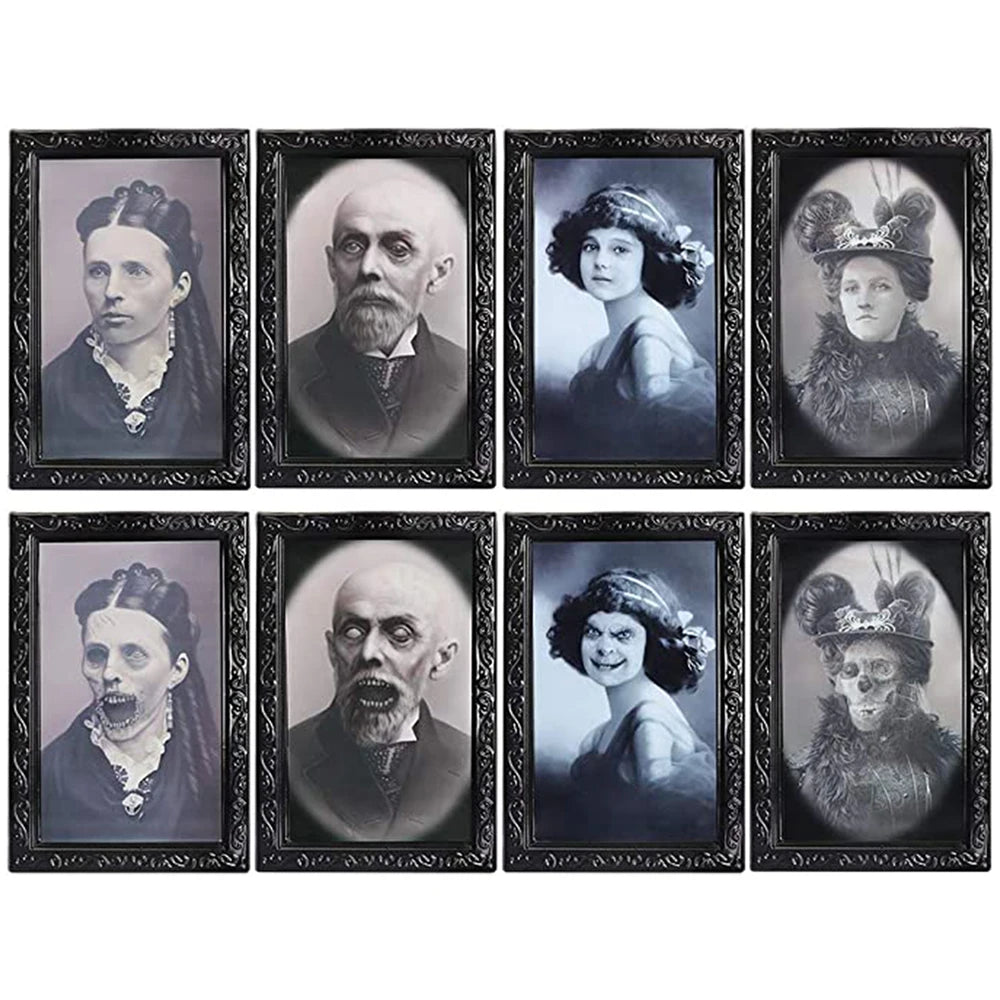 Victorian family portraits transforming into ghouls