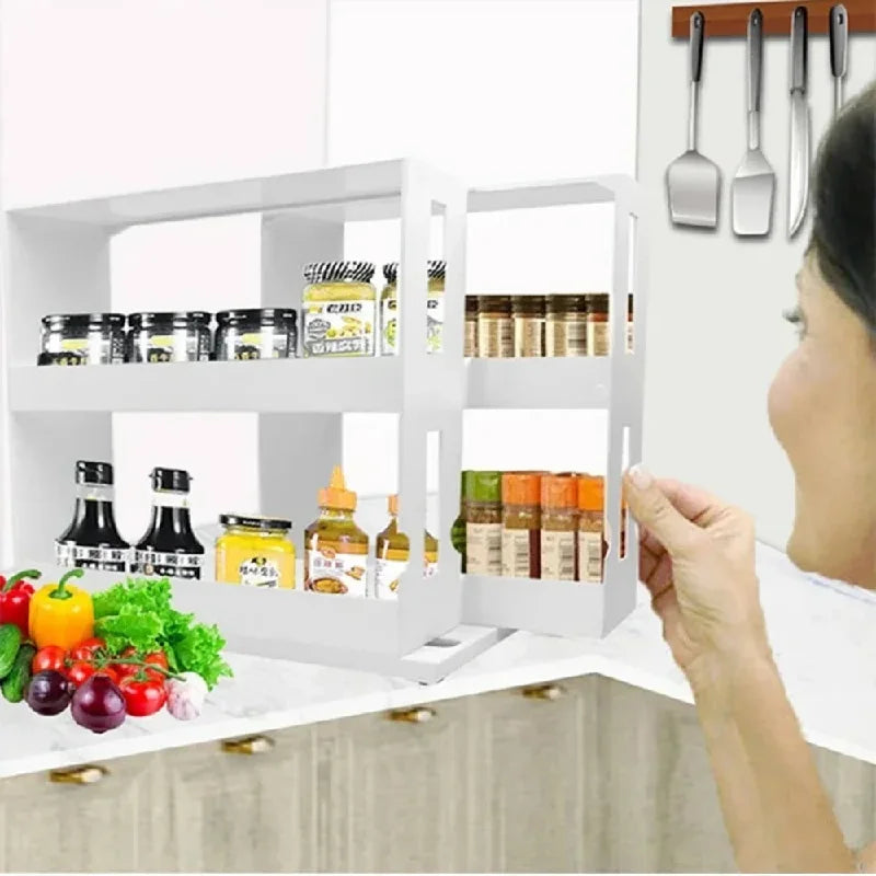 2-Tier Rotating Spice Rack – Slide-Out