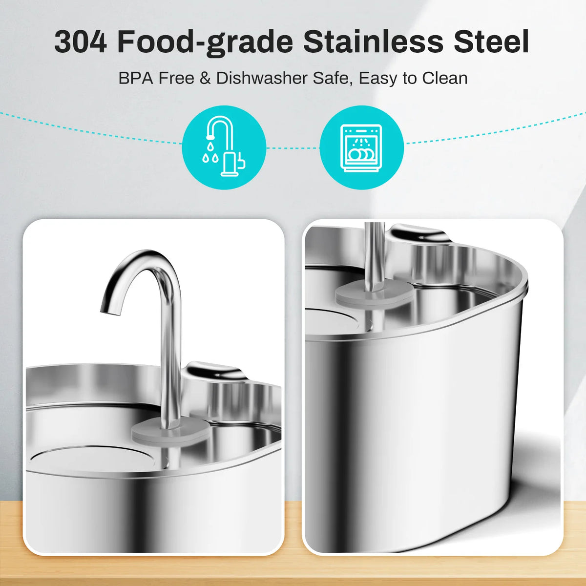 Pet Water Fountain – 2.2L Stainless Steel