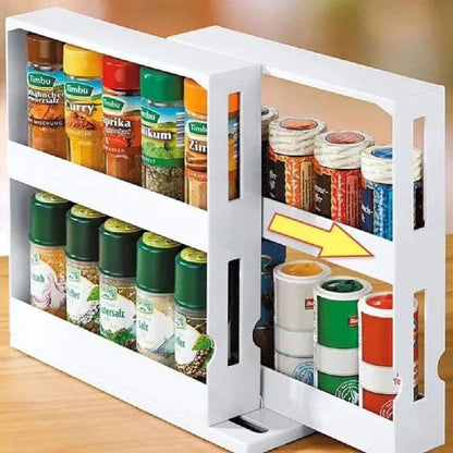 2-Tier Rotating Spice Rack – Slide-Out