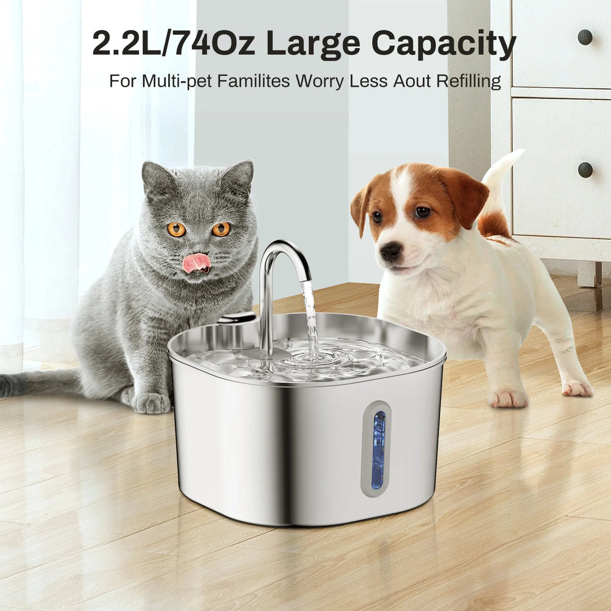 Stainless steel pet water fountain