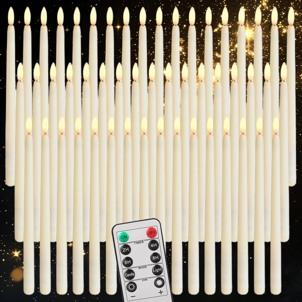 Set of flameless LED taper candles with remote