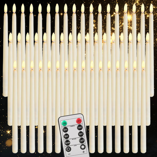 Set of flameless LED taper candles with remote