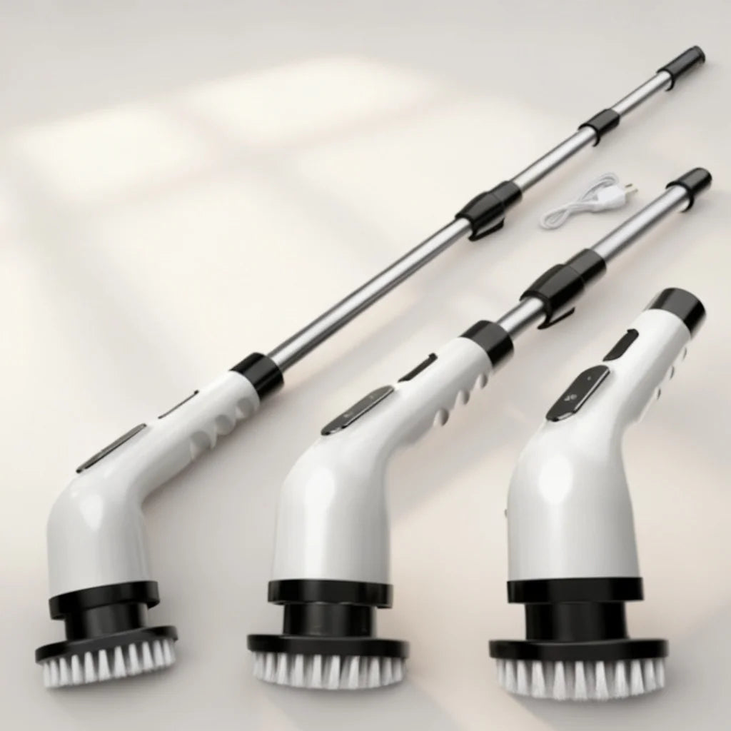 Spin scrubber extension handle