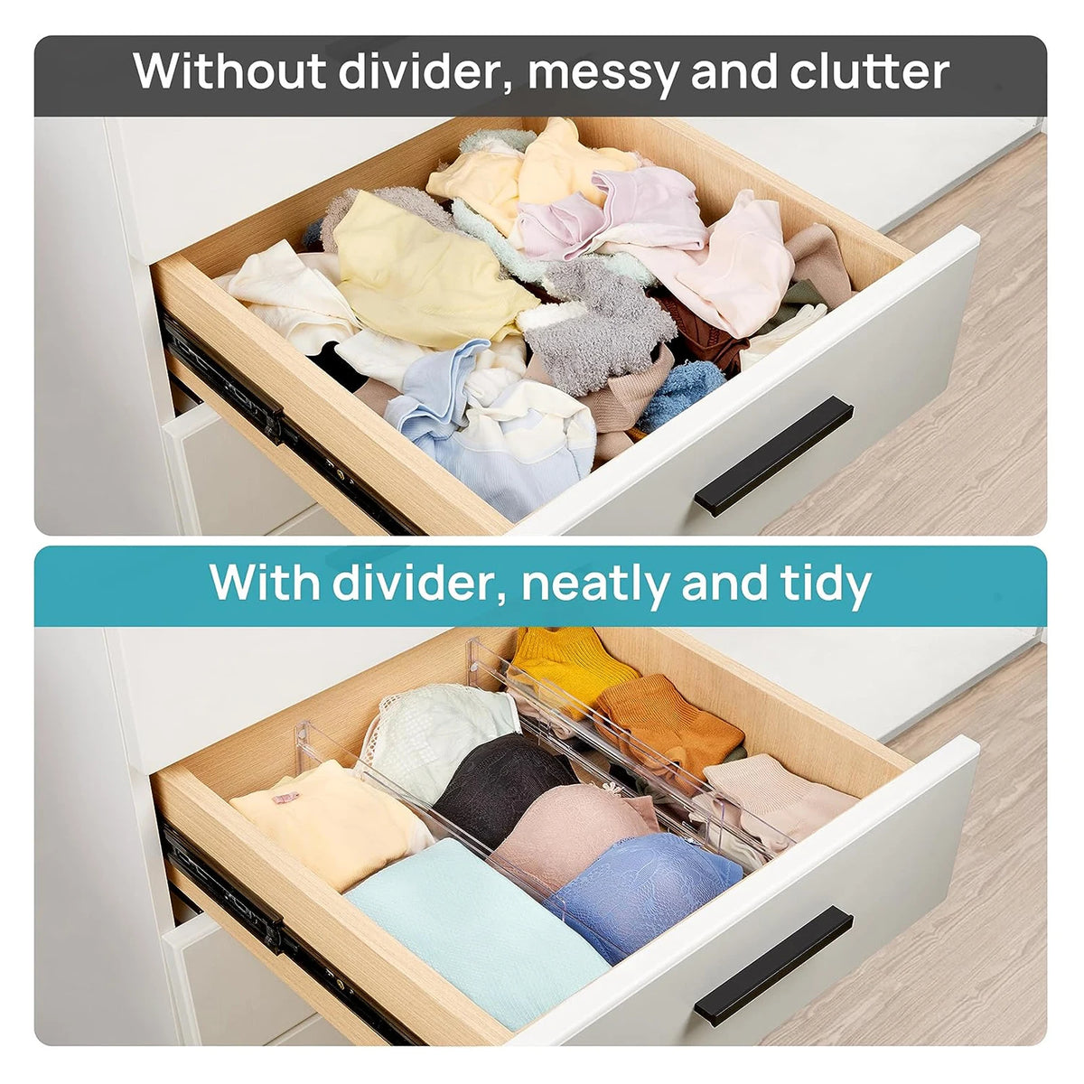 Adjustable Drawer Dividers – 4 Pack