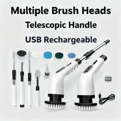 Spin scrubber brush heads included