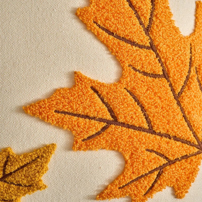 Raised chenille maple leaf stitching