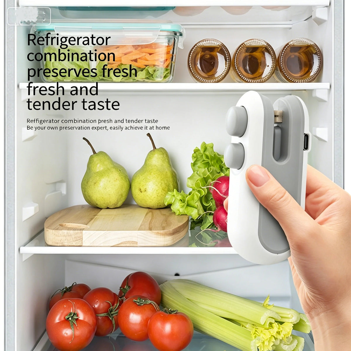 Magnetic mini sealer on fridge