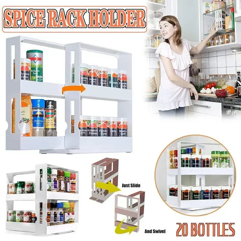 2-Tier Rotating Spice Rack – Slide-Out