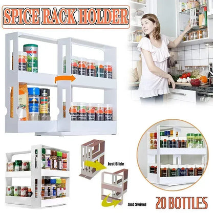 2-Tier Rotating Spice Rack – Slide-Out
