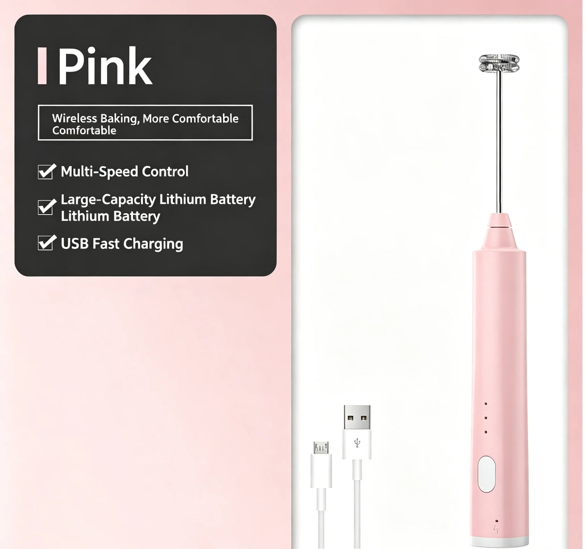 Rechargeable Milk Frother – 3 Speeds