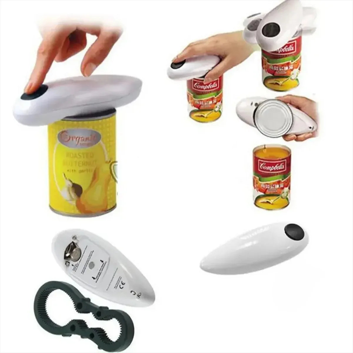 Electric can opener on a can